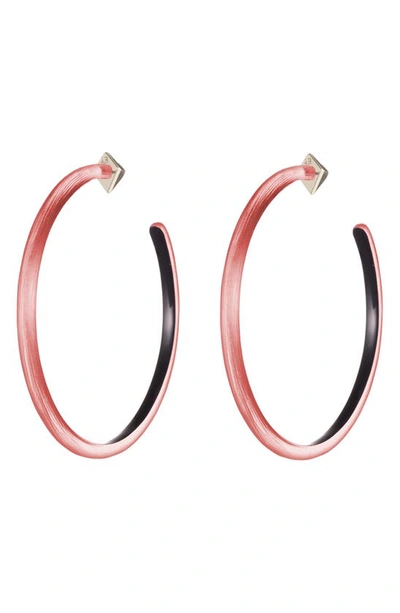 Shop Alexis Bittar Large Skinny Hoop Earrings In Rose