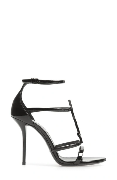 Saint Laurent Cassandra Patent Leather Sandals In Black
