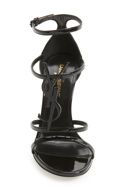 Saint Laurent Cassandra Patent Leather Sandals In Black
