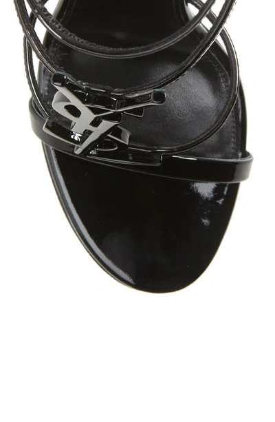 Saint Laurent Cassandra Patent Leather Sandals In Black