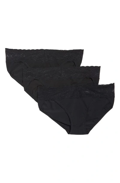 Shop Natori Bliss Perfection 3-pack Bikini Briefs In Black