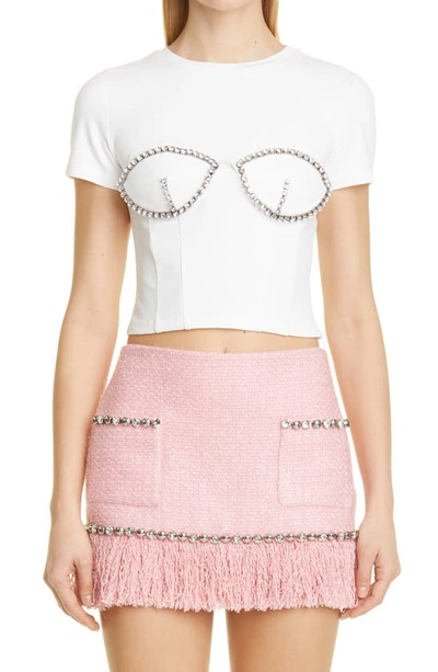 Shop Area Crystal Bustier Crop Top In White