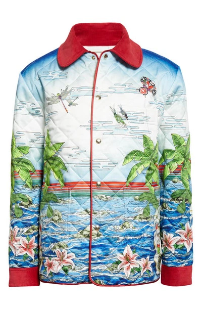 Shop Casablanca Quilted Reve De Tennis Snap-up Hunting Jacket In Table Tennis Club Sunrise