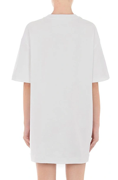 Shop Moschino Oversize Multicolor Logo Graphic T-shirt Dress In 2001 Fantasy Print White