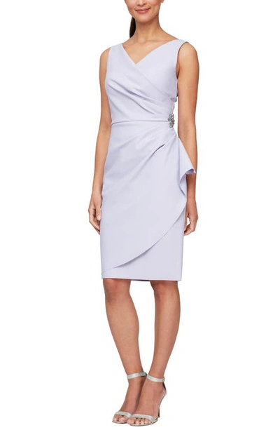 Shop Alex Evenings Side Ruched Cocktail Dress In Lavender