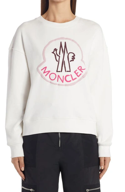 Shop Moncler Logo Graphic Sweatshirt In 032 White