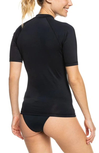 Roxy Juniors' Whole Hearted Short-sleeve Rashguard Women's Swimsuit In Anthracite