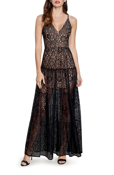Shop Dress The Population Melina Lace Sleeveless Gown In Black