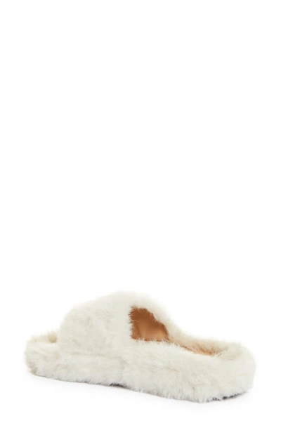 Shop Stand Studio Leya Faux Fur Slide Sandal In Off White