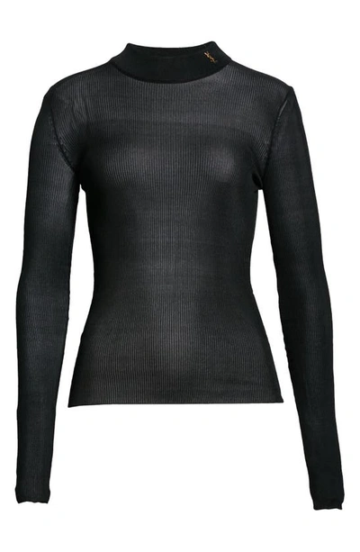 Shop Saint Laurent Rib Silk Sweater In Black