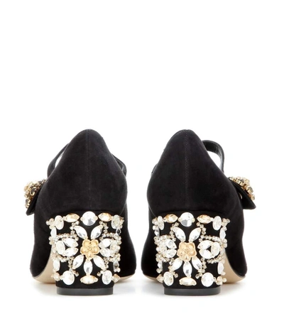 Shop Dolce & Gabbana Embellished Suede Mary Jane Pumps