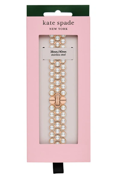 Shop Kate Spade Imitation Pearl 16mm Apple Watch® Bracelet Watchband In White