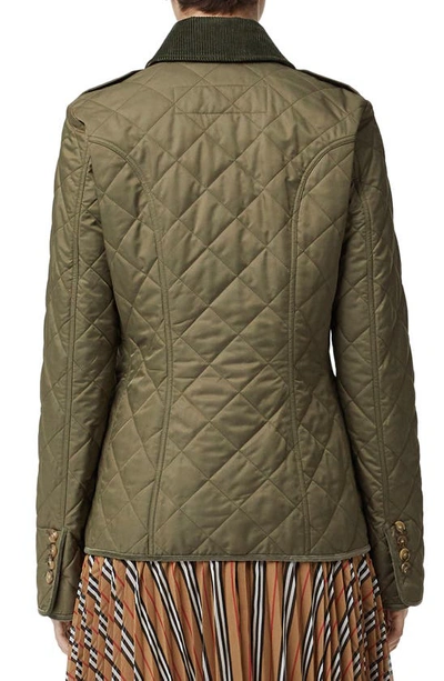 Shop Burberry Fernhill Quilted Coat In Olive Green