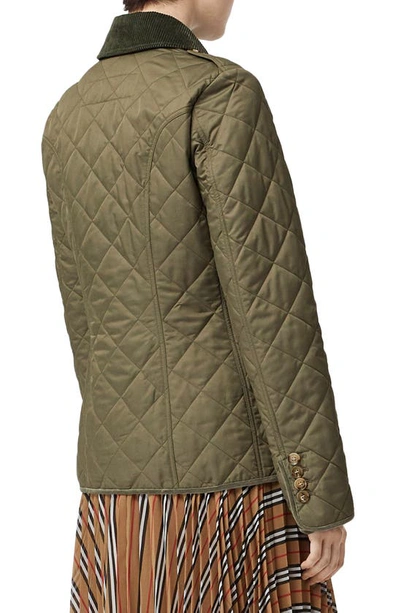 Shop Burberry Fernhill Quilted Coat In Olive Green