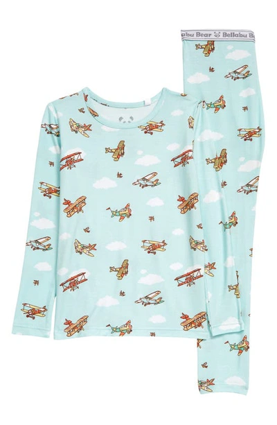 Shop Bellabu Bear Kids' Planes Fitted Two-piece Pajamas In Airplanes