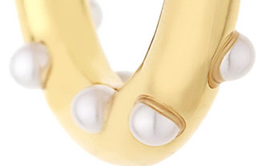 Ettika Imitation Pearl Hoop Earrings In Gold