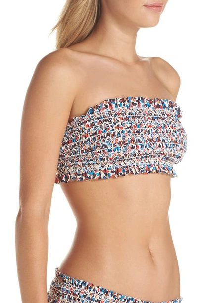 Shop Tory Burch Costa Smocked Bandeau Bikini Top In Mini Wildflower