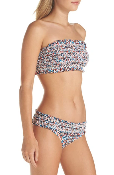 Shop Tory Burch Costa Smocked Bandeau Bikini Top In Mini Wildflower
