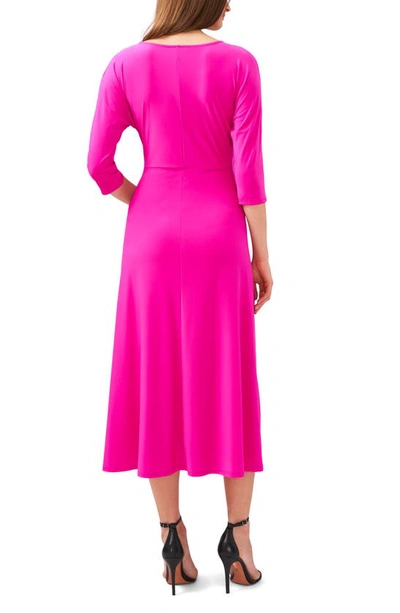 Chaus Tie Front Midi Dress In Fuchsia Pink