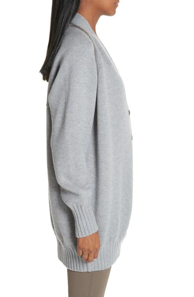 Shop Alexander Wang Zip Shoulder Merino Wool Cardigan In Heather Grey