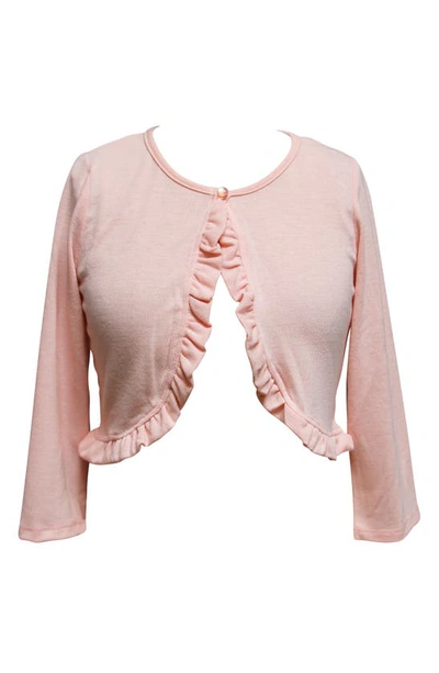 Shop Ava & Yelly Ruffle Front Cardigan In Blush