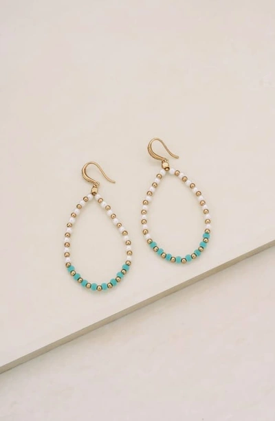 Ettika Turquoise And Pearl Teardrop 18k Gold Plated Drop Earrings In Gold