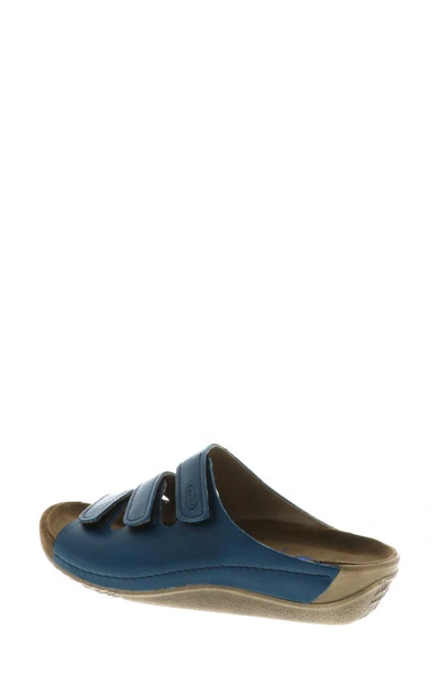 Wolky Nomad Slide Sandal In Blue Leather