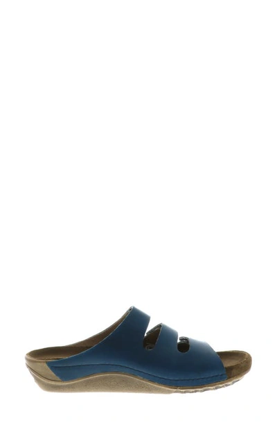 Shop Wolky Nomad Slide Sandal In Blue Leather
