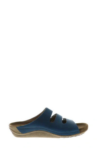 Wolky Nomad Slide Sandal In Blue Leather