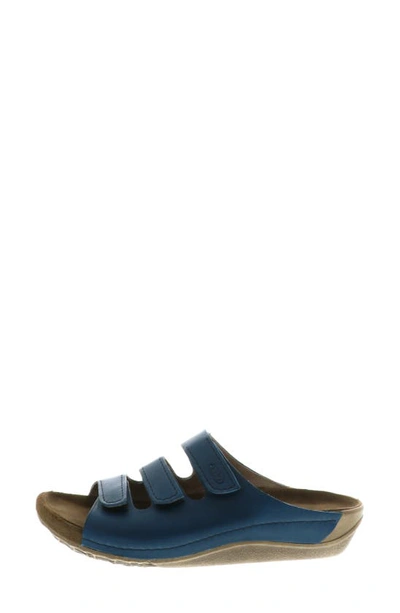 Shop Wolky Nomad Slide Sandal In Blue Leather