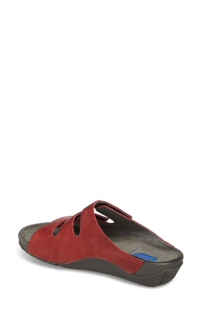 Wolky Nomad Slide Sandal In Red/ Red Leather