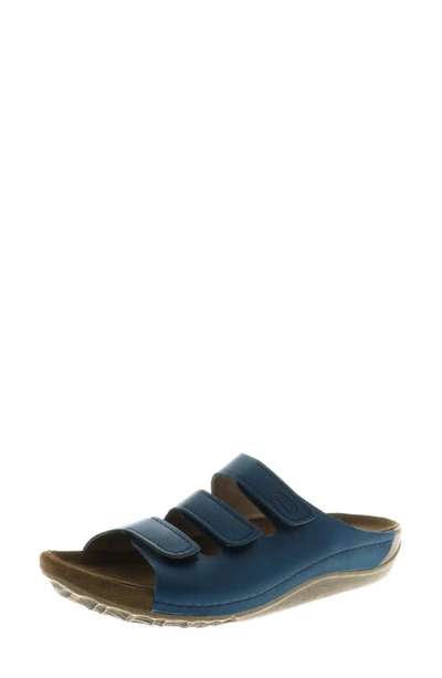 Wolky Nomad Slide Sandal In Blue Leather