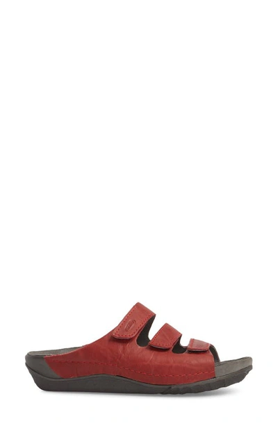 Wolky Nomad Slide Sandal In Red/ Red Leather