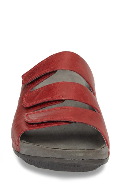 Wolky Nomad Slide Sandal In Red/ Red Leather