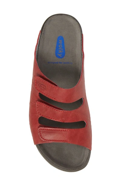 Wolky Nomad Slide Sandal In Red/ Red Leather