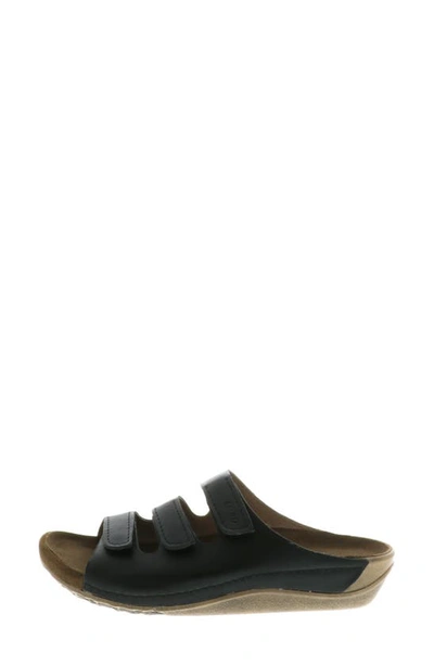 Shop Wolky Nomad Slide Sandal In Black Leather