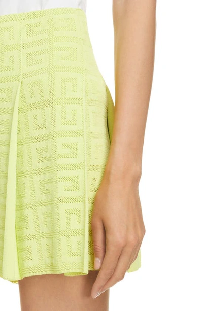 Shop Givenchy 4g Logo Jacquard Pleated Skirt In Fluo Yellow