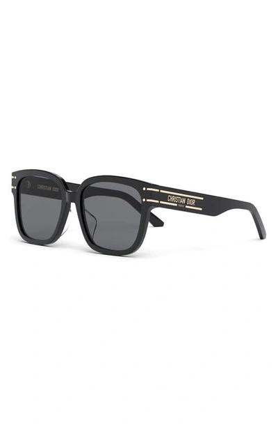 Shop Dior 'signature S7f 58mm Square Sunglasses In Shiny Black / Smoke