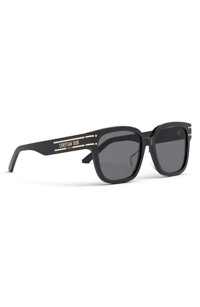 Shop Dior 'signature S7f 58mm Square Sunglasses In Shiny Black / Smoke