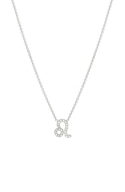 Shop Bychari Diamond Zodiac Pendant Necklace In 14k White Gold - Leo