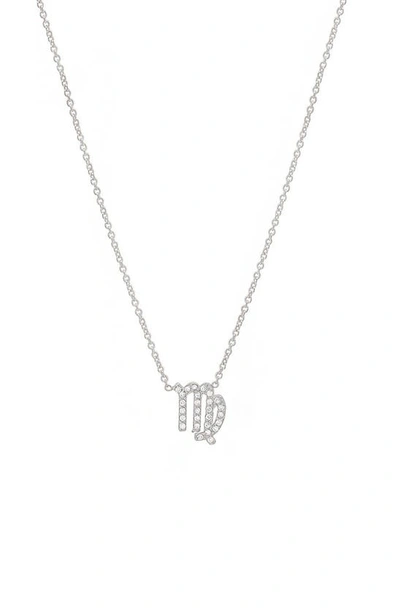 Shop Bychari Diamond Zodiac Pendant Necklace In 14k White Gold - Virgo