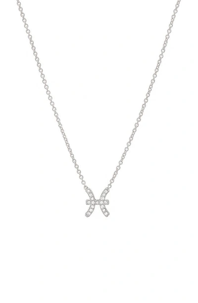 Shop Bychari Diamond Zodiac Pendant Necklace In 14k White Gold - Pisces