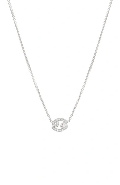 Shop Bychari Diamond Zodiac Pendant Necklace In 14k White Gold - Cancer