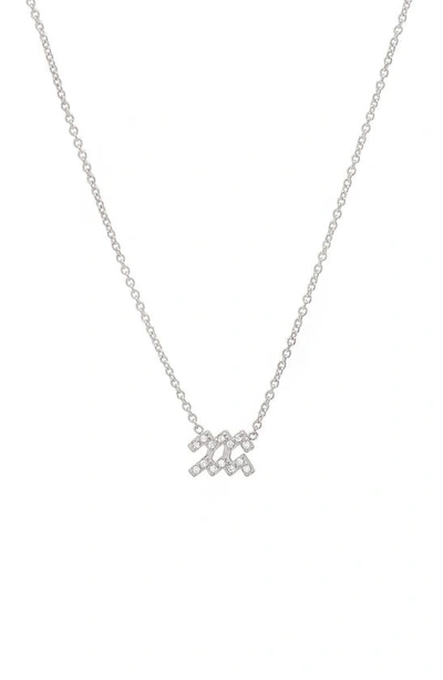 Shop Bychari Diamond Zodiac Pendant Necklace In 14k White Gold - Aquarius