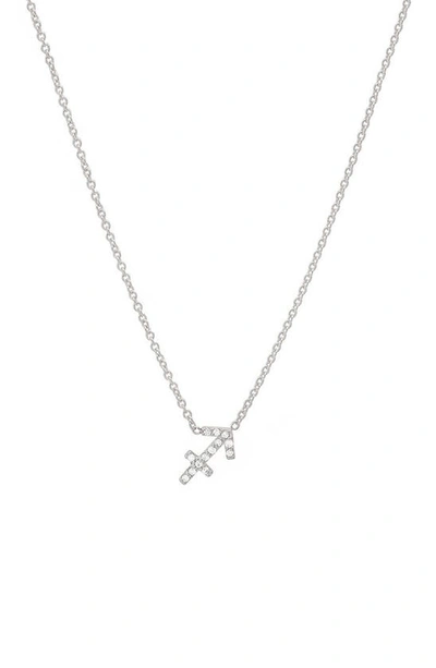 Shop Bychari Diamond Zodiac Pendant Necklace In 14k White Gold - Sagittarius