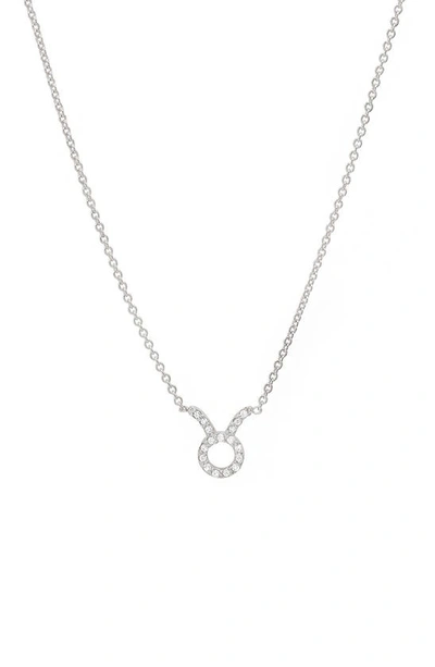 Shop Bychari Diamond Zodiac Pendant Necklace In 14k White Gold - Taurus
