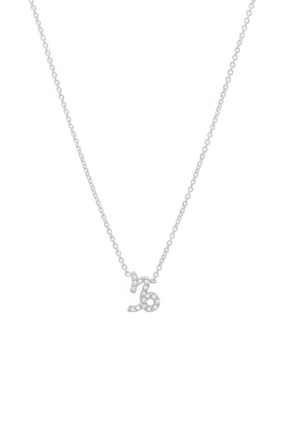 Shop Bychari Diamond Zodiac Pendant Necklace In 14k White Gold - Capricorn