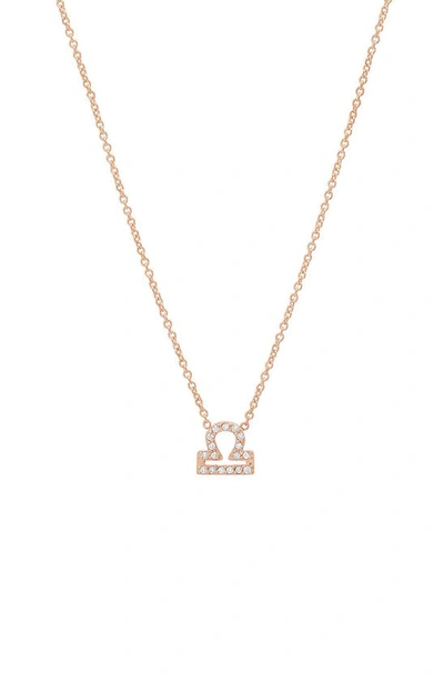 Shop Bychari Diamond Zodiac Pendant Necklace In 14k Rose Gold - Libra