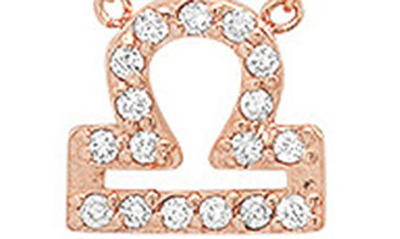 Shop Bychari Diamond Zodiac Pendant Necklace In 14k Rose Gold - Libra