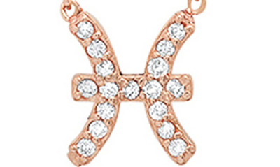 Shop Bychari Diamond Zodiac Pendant Necklace In 14k Rose Gold - Pisces